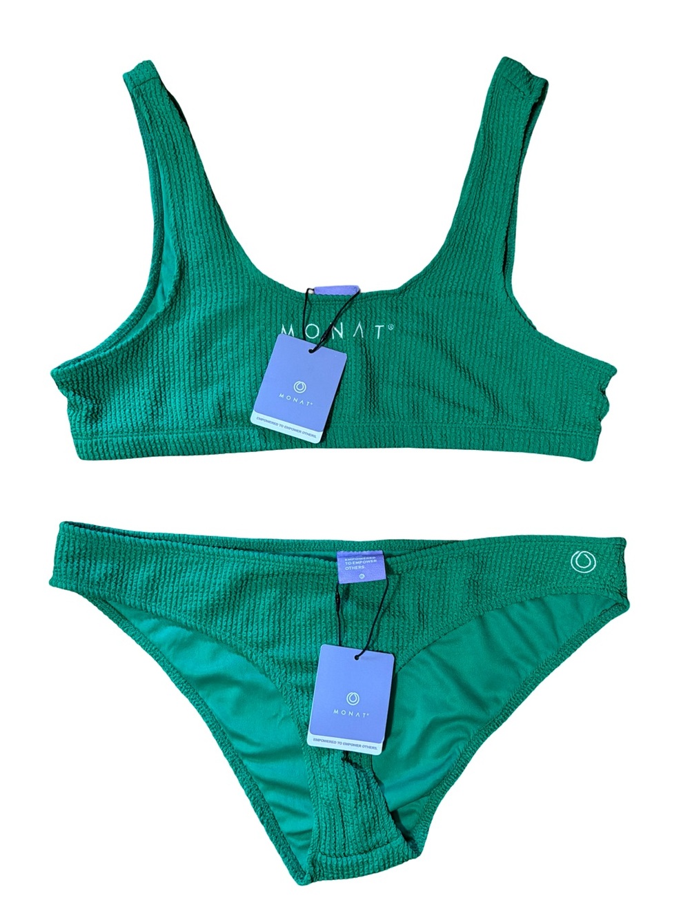 MONAT Women's Green Ribbed Bikini Set